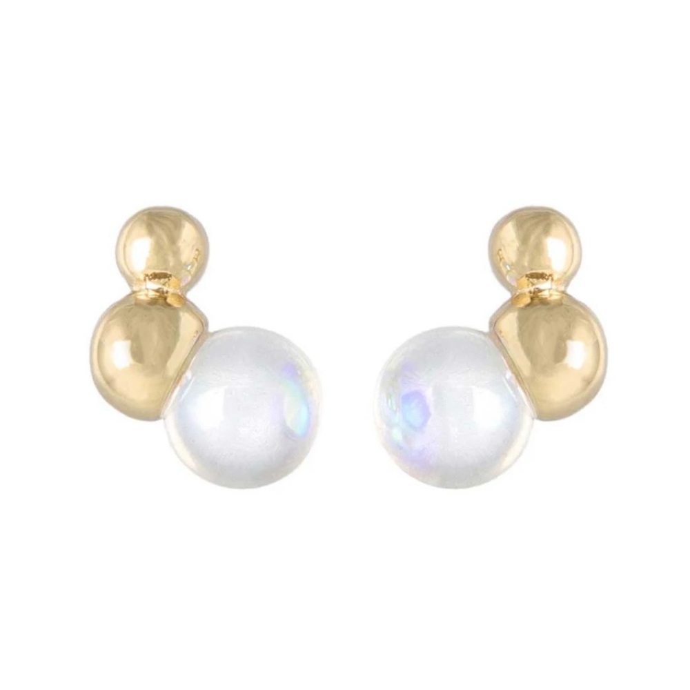 Gold & Iridescent Bubble Cluster Earrings